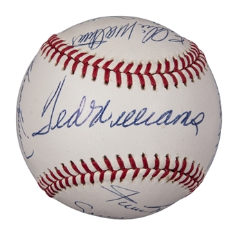 500 Home Run Club Multi-Signed OAL Brown Baseball With 12 Signatures Including Mantle, Williams & Banks (PSA/DNA MINT 9)